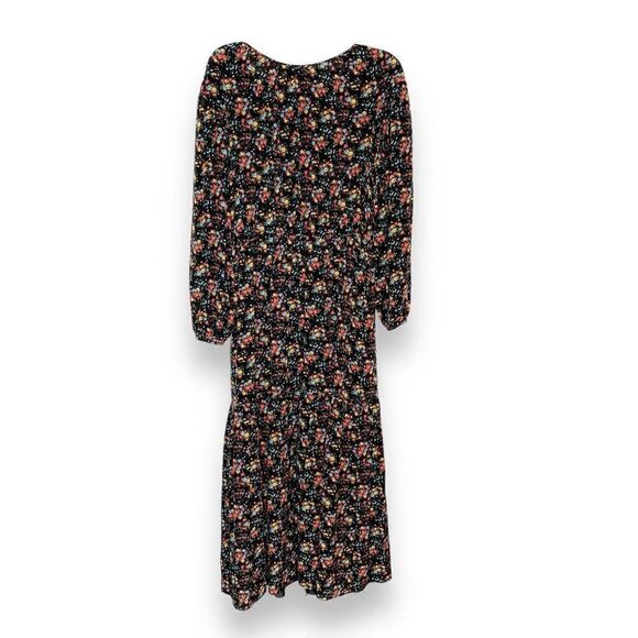 Saint Laurent Bouquet-Print Peasant Midi Dress, Black Pattern Women’s Sz Small S - Picture 10 of 16